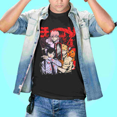 Chainsaw man trio trendy cotton printed T-shirt - depasro