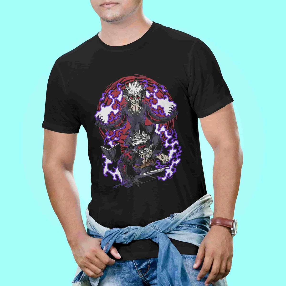 Black clover Devil union mode trendy cotton printed T-shirt - depasro