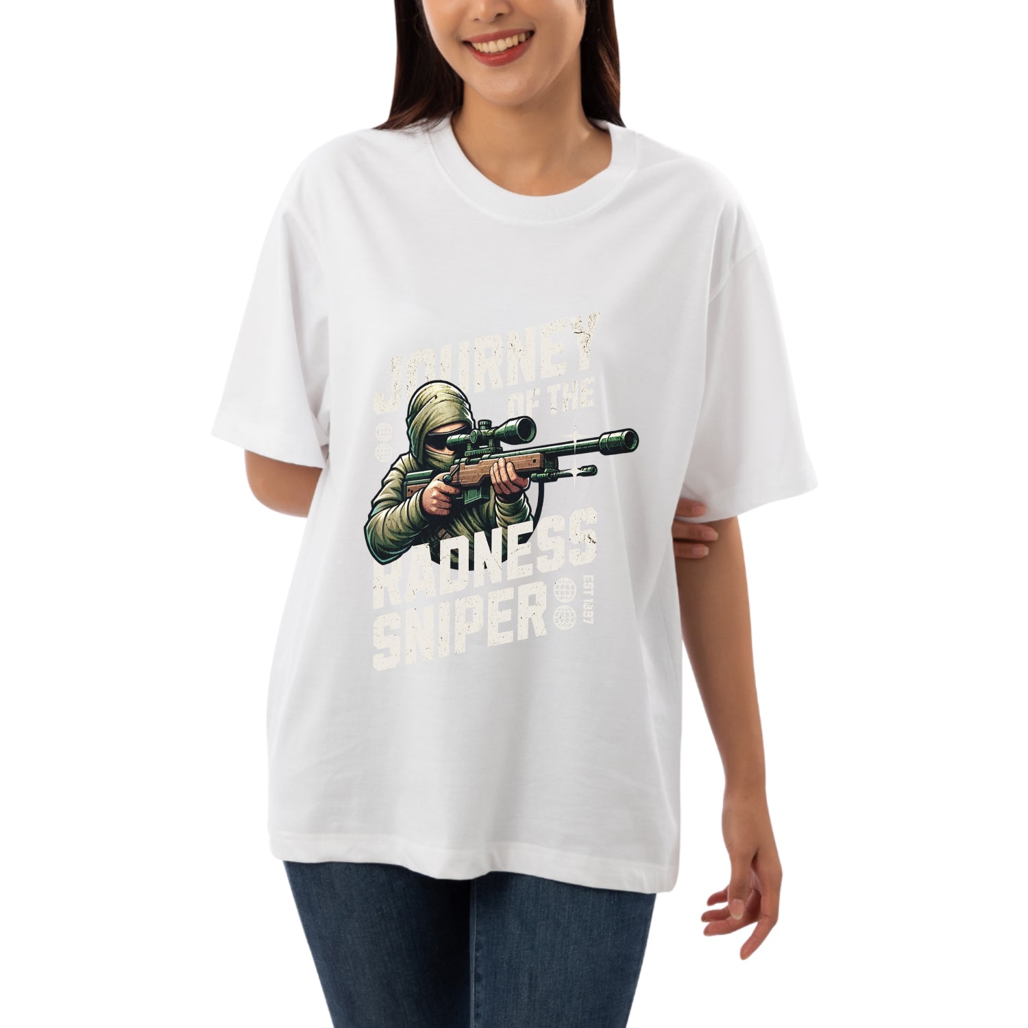 Journey of the redness sniper Women's Oversized T-shirt