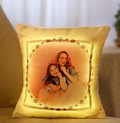 Single Led Cushion (12×12 inch / Double Side Printable / Yellow Led / With Filler and Zipper Bag)