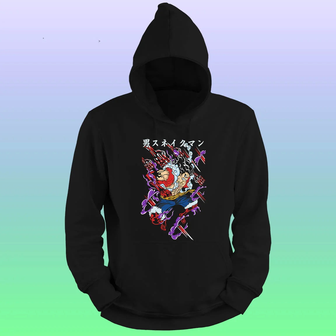 Anime Printed Hoodie – One piece black - depasro