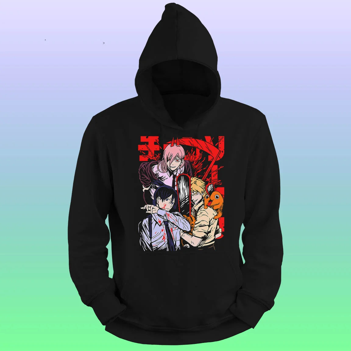 Anime Printed Hoodie – Chainsaw man trio - depasro