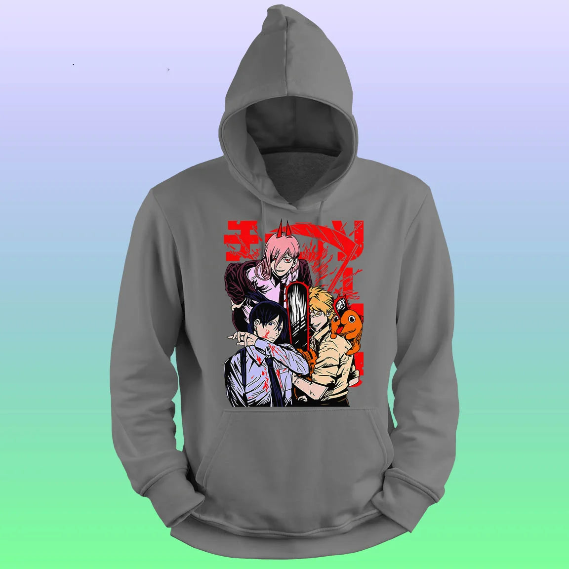 Anime Printed Hoodie – Chainsaw man trio - depasro