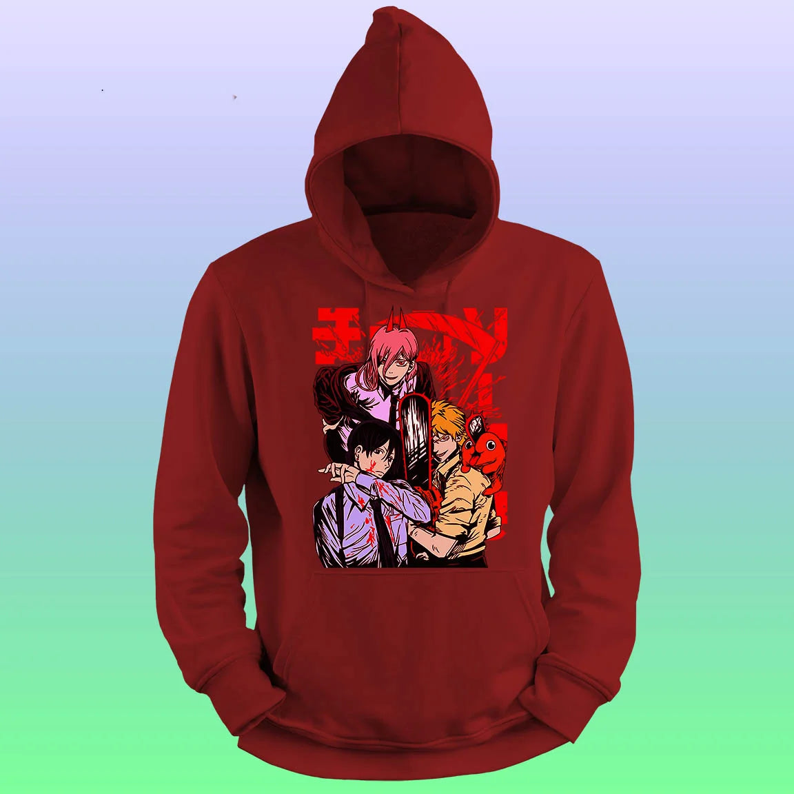 Anime Printed Hoodie – Chainsaw man trio - depasro