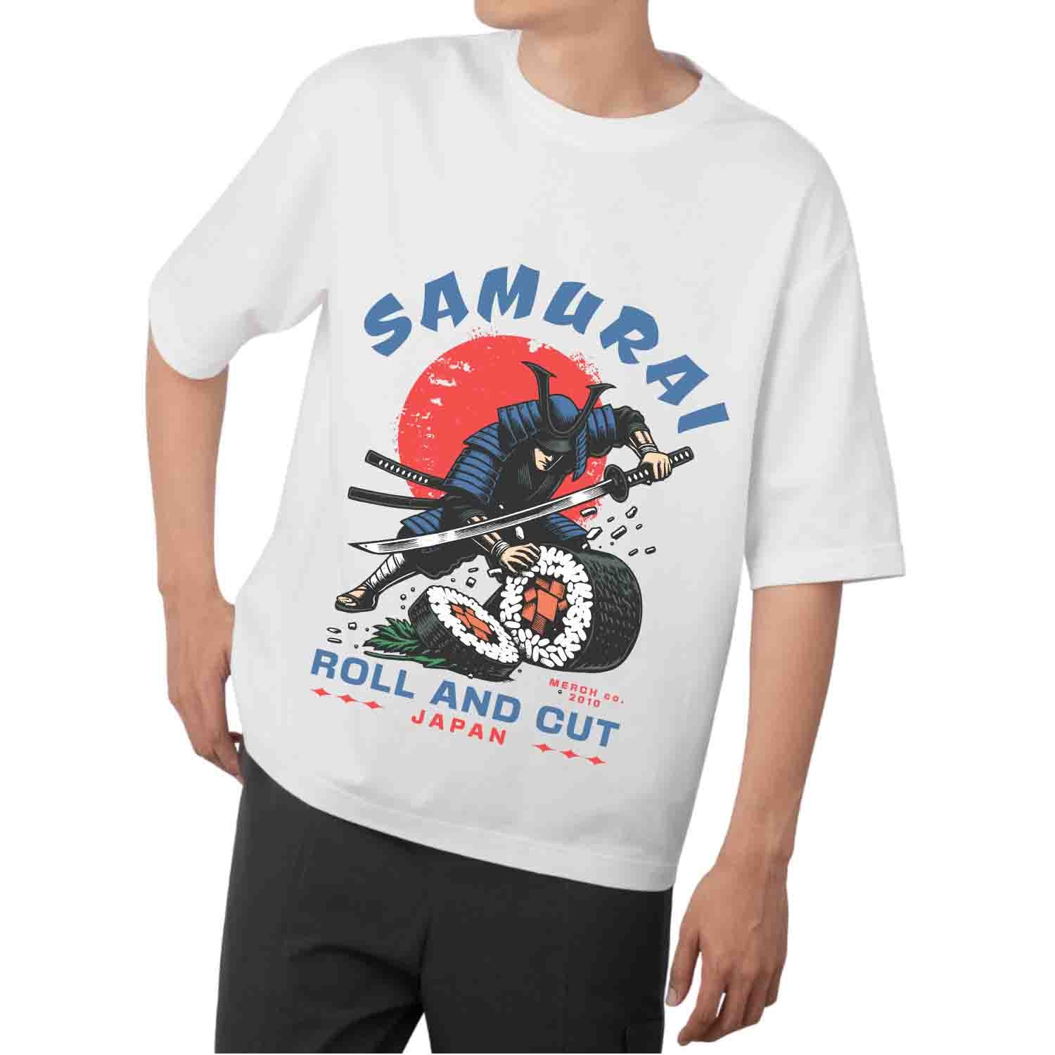 Samurai roll and cut Oversized T-shirt